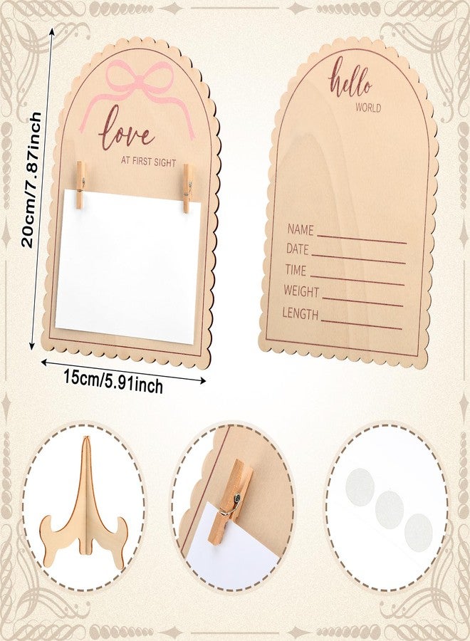 فيسينبال إطار صور الموجات فوق الصوتية الخشبي من فيسينبال، مزين بفيونكة وردية - لافتة مزدوجة الجوانب من كوكيت لإعلان حملك - إطار صور الموجات فوق الصوتية لتزيين غرفة الأطفال وهدية حمل للأمهات لأول مرة - Image 2